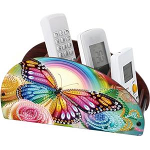 Lebartm Scatola portaoggetti a forma di ventaglio in legno a forma di ventaglio per pittura a diamante, organizer da tavolo a doppia faccia per trapano per pennelli da trucco per donne, ufficio, casa