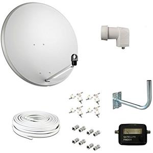 TELE System KIT INSTALLAZIONE COMPLETO PARABOLA SATELLITARE 80 LNB STAFFA MURO CAVO 5 mm SAT
