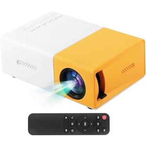 Generico Mini proiettore portatile YG300 per home cinema, videoproiettore cinematografico LED 3D per Smart TV, film HD 4K 1080P, versione aggiornata YG300 600 lumen HDMI USB Audio (giallo)