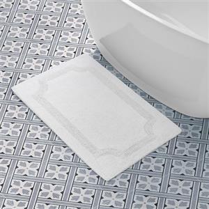 Laura Ashley Reversible Cotton Tappetino da Bagno Reversibile in Cotone, Bianco, 21in. X 34in