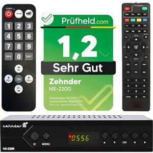 ZEHNDER [ Test MOLTO BUONO, Note 1.2 *] Ricevitore satellitare Zehnder HX 2200 + telecomando per anziani, con funzione di registrazione PVR, HD abilitato, Full HD HDMI, Digital TV satellitare, ricevitore