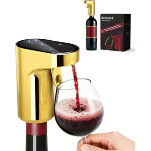 Redsack Regalo per la Festa della Repubblica - 5-in-1 Decanter Elettrico Vino & Erogatore Liquori Smart | Aeratore Auto con Dosaggio 1-999ml | Per Appassionati di Vino, Whisky e Host (Oro)