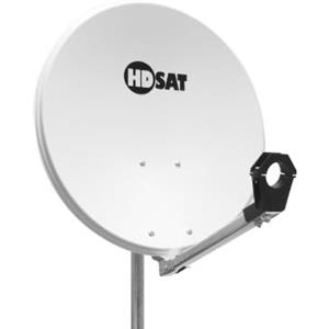 HDSAT - Parabola satellitare in acciaio bianco, 60 cm, con supporto LNB in acciaio galvanizzato ideale Astra EUTELSAT