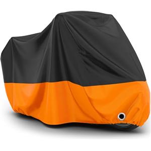 Favoto Telo Coprimoto Esterna Impermeabile - Copertura per Moto XL Oxford Antipolvere Protezione UV con Foro per Lucchetto Fibbia Antivento 220x105x125cm Nero Arancione