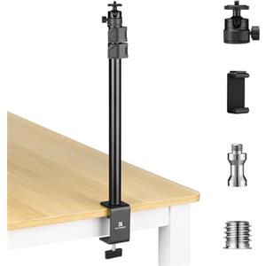 K&F CONCEPT Supporto da tavolo con attacco 1/4'', testa sferica 360° rimovibile. Treppiede regolabile 37-102 cm, adatto per fotocamera, smartphone, luce ad anello, streaming e riprese video, 1 pz.