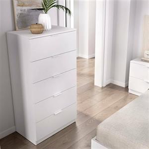 Dmora - Cassettiera Cas, Settimino multiuso, Comò camera da letto, Mobile con cassetti, 61x39 h110 cm, Bianco