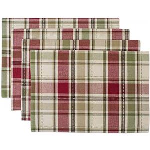 DII Cotton Table Runner for Fall, Thanksgiving, Christmas, Family Gatherings, & Dinner Parties Homespun Plaid, Cotone, Placemat, 4 Pacco