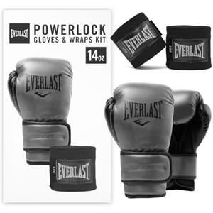 Everlast Elite Boxfit Kit Guanti da Boxe, Colpitori e Paradenti 14oz, Oro/Nero, per Sacco, Lavoro ai Colpitori e Sparring, Imbottiti in Schiuma - Equipaggiamento Originale