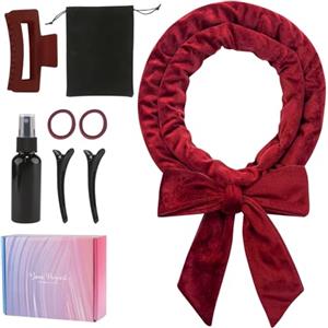 GUIGA Bigodino Senza Calore per Boccoli, Set Di Bigodini Antiscivolo, Fascia Morbida Curler Arricciacapelli, Crea bellissimi ricci senza danneggiare i tuoi capelli, Adatto a Capelli Corti/Medi/Lunghi,Rosso
