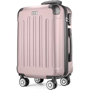 POSH Valigia rigida con ruote trolley bagaglio a mano, grande, media, piccola in ABS, Set di valigie leggere da 3 pezzi nelle misure M-L-XL (rosa cipria, M)