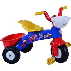 Kubbinga Triciclo primo passi Spidey con cestino e portagiochi per bambini a partire da 1 anno di età
