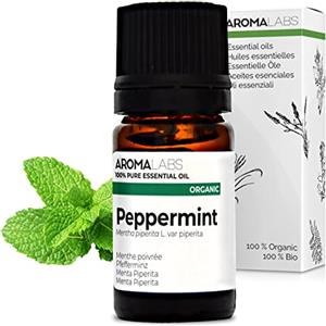 Aroma Labs Menta Piperita BIO (Mentha x piperita) - 5 mL - Olio Essenziale Chemiotipizzato e Certificato AB - Digestione - Aroma Labs - Made in France