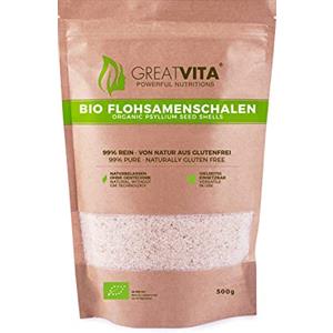 GREAT VITA GreatVita - Ciotole di semi di psillio biologico, 500 g, puro al 99%, ricche di fibre, polvere