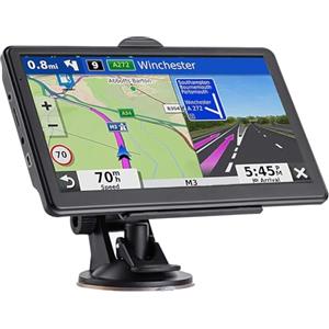 LMTNNB Navigatore satellitare 2025, mappa Europa del Regno Unito, touch screen per auto GPS e supporto vocale guida direzione di rotazione/velocità e avviso luce rossa/instradamento camion personalizzato (7