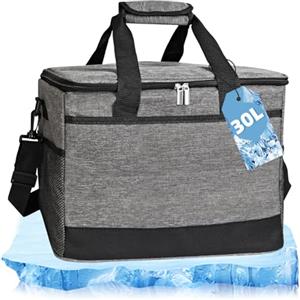 Corpower Borsa Termica 30 L, Borsa Frigo Grande per Uomo e Donna | Borse Frigo Portatile e Pieghevole, Adatto per Picnic, Campeggio, Spiaggia, Viaggio, Shopping, Ufficio, Scuola (Grigio Scuro)