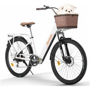 Antgooat bici elettrica donna 26 pollici bicicletta elettrica donna batteria 36V autonomia 80km bici elettrica pedalata assistita cambio 7 velocità freni a disco (Bianco)