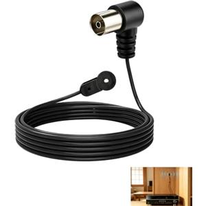 Pawubai Antenna radio FM tipo T, antenna dipolare 75 Ohm con cavo da 1,5 m, antenna FM da camera con presa TV PAL push on, antenna interna per ricevitore stereo, amplificatore domestico e autoradio per