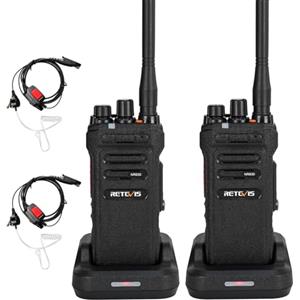 Retevis NR630 Walkie Talkie Professionali, Ricetrasmittenti a Lungo Raggio,Chip di riduzione del rumore, IP67 Impermeabile, 2800 mAh, Radio con Auricolare per Bar, Ristorante (2 Pezzi, Nero)