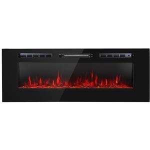 Klarstein Camino Elettrico, Caminetto Elettrico 1800 W, Camino Finto a Riscaldamento a Basso Consumo, Fuoco Finto LED, Spazio per Legna, Termocamino con Telecomando, Termostato e Timer