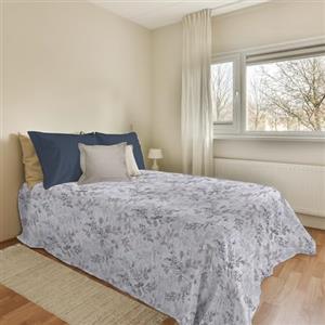 PENSIERI DELICATI Telo Copriletto 170 x 280 cm, Telo Singolo 100% Cotone Pique, Ideale Come Arredo, Coperta Salva Letto 1 Piazza, Fantasia Vittoria Petrolio, 100% Made in Italy