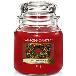Yankee Candle Candela profumata in giara media | Red Apple Wreath | Durata Fino a 75 Ore