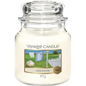 Yankee Candle Candela profumata in giara media | Clean Cotton | Durata Fino a 75 Ore