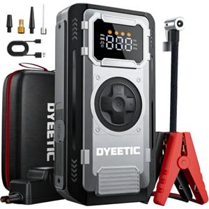 Dyeetic Avviatore Batteria Auto 6000A con Compressore 150PSI, Booster Avviamento per 12V Auto/Motor (All GAS e 10.0L Diesel), Power Bank Avviatore Emergenza con Torcia, Cavi di Avviamento