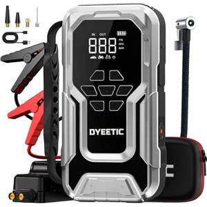Dyeetic Avviatore Batteria Auto 8000A con Compressore 150PSI, Booster Avviamento per 12V Auto/Motor (All GAS e 12.0L Diesel), Jump Starter Power Bank Avviatore Emergenza con Torcia, Cavi di Avviamento