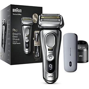 Braun Series 9 Pro, Rasoio Elettrico Barba Custodia da Viaggio, Batteria Litio Ion, 100% Impermeabile Idea Regalo, 9477CC Nero
