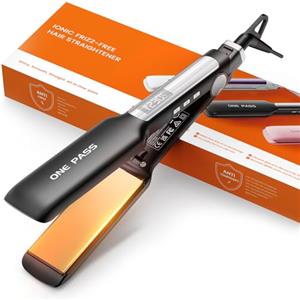 Faszin Piastra per Capelli Professionale Faszin, Piastre in Titanio Larghe 42mm con Ioni Negativi, Riscaldamento Rapido 30s, Display Temperatura, 11 Livelli di Temperatura (130-230℃) - Nero
