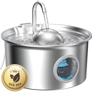 Dctrod Fontanella per Gatti Acciaio Fontana Gatto: Fontana per Gatti Automatico - 2.6L Fontanella Gatto - Dispenser Acqua Gattis Silenziosa - Distributore Acqua Cani con Cavo - Filtraggio Quadruplo