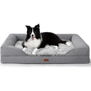 Gimars Letto ortopedico per cani di taglia grande, 9,4 cm, con schiuma a forma di uovo 28D, fodera rimovibile e lavabile, fodera impermeabile per cuccioli, anziani, malati