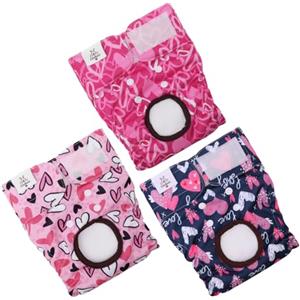 CuteBone - Pannolini per cani femmina, lavabili, taglia piccola, media, grande, confezione da 3, riutilizzabili, pannolini per cani, mutandine per cuccioli per il ciclo di calore del cane
