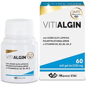 Marco Viti Vitialgin, 60 Perle da 1030 mg, Integratore con Acido Alfa-Lipoico, PEA e Vitamine B1 B2 B6, Supporto Sistema Nervoso e Modulazione Infiammazione, Senza Glutine