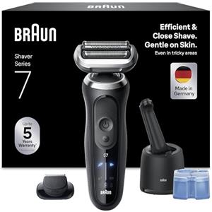 Braun Serie 7 Rasoio Elettrico Barba, Wet&Dry, Regolabarba Uomo, Rasoio Barba, 60 Min di Utilizzo, Stazione Smartcare 4in1, +1 Accessorio, Senza Fili, 100% Impermeabile, 72-C1200cc, Oro