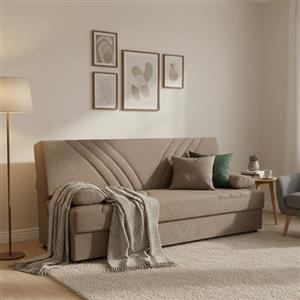 Dmora Divano Letto 3 Posti Ramon 181x81 cm Beige Contenitore Reclinabile, Cuscini Inclusi