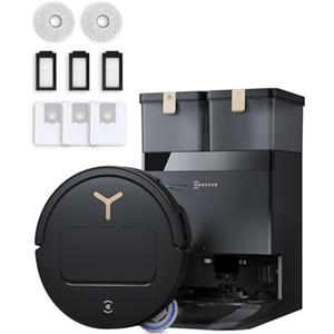 ECOVACS DEEBOT T50 PRO OMNI Gen3 Care kit Robot Aspirapolvere Lavapavimenti, Spazzola Lateral e Mocio a Estensione, 25000Pa, AIVI 3D 3.0, Detergente Automatico, Lavaggio a 75°C, Asciugatura, Nero