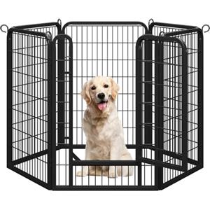 Yaheetech Recinto per Cani Grande 6 Pannelli 68 x 100 cm Conigli Animali Cuccioli per Casa da Interno Esterno Giardino in Ferro Recinzione Rete Metallica Pieghevole e Portatile Nero