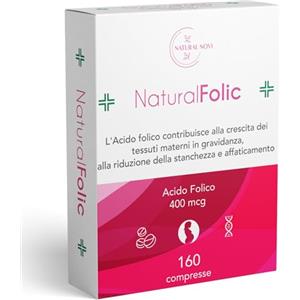 Natural Novi Acido Folico 400 mcg NaturalFolic® |160 compresse | oltre 5 mesi di fornitura | Senza lattosio e Senza Glutine | Gravidanza e Fertilità