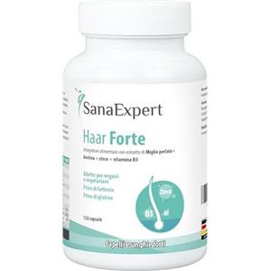 SanaExpert Haar Forte - Integratore per Capelli e Unghie - Con Biotina, Zinco, Miglio Perlato e Selenio - 120 Capsule Vegane - Prodotto in Germania