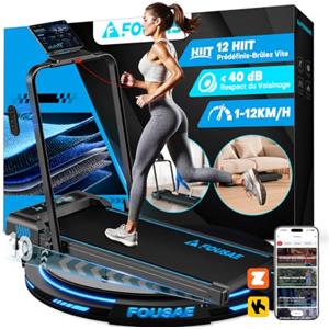 FOUSAE Tapis Roulant Elettrico Pieghevole 1-12km/h, 5 in 1 tapirulan con Inclinazione, Salvaspazio Con Doppio Display LED, Supporto per App e Tablet, Telecomando, Nessuna Installazione Richiesta