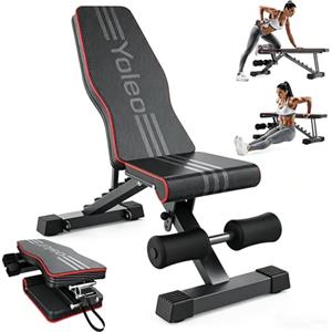YOLEO Panca per manubri pieghevole multifunzione allenamento fitness panca addominali panca inclinata con schienale regolabile in 6 posizioni/cuscino sedile regolabile in 3 posizioni, carico 300kg