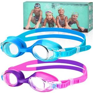 Starweh Occhialini Nuoto Bambini 2 Pezzi, Occhialini Nuoto Uomo Donna Anti-Appannamento Senza Perdite, Occhialini Piscina in Silicone Morbido per 3-12 Anni Ragazzi e Ragazze