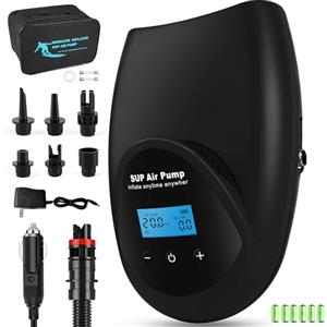 TONSIM Pompa Elettrica SUP ad Alta Pressione - 20 PSI Ricaricabile con Batteria Integrata e Adattatore 12V - Gonfiaggio e Sgonfiaggio Rapido per Paddle Board, Kayak, Campeggio