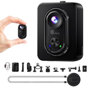 TIMNUT 4K Mini Action Cam - Body Cam Magnetica con WiFi, Telecamera Indossabile con Stabilizzazione a 6 assi, Batteria Espandibile, POV Camera per Moto/Viaggi/Animali domestici/Casco