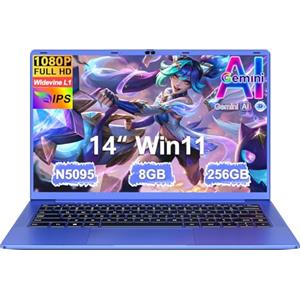 Ruzava Pc Portatile 14 Pollici Win11 Notebook Celeron N5095 Upto 2,9 GHz Laptop 8GB RAM 256GB SSD TF 1TB LPDDR4 5G WiFi 1920*1080 FHD USB 3.0 Laptop QWERTY Tastiera Film Italiana - Viola Corpo in Metallo