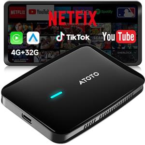 ATOTOSELECT Adattatore CarPlay Wireless con Stabilità Dual-WiFi, AI Box Android Auto Wireless Compatibile con CarPlay e Android Auto di Fabbrica Cablati, Supporta YouTube/Netflix, CB4B