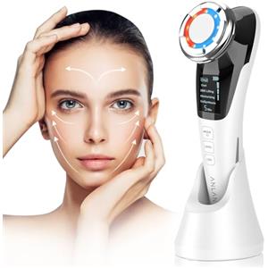 ANLAN Massaggiatore Viso Multifunzionale Antirughe di Bellezza, Rossa e Blu Calda e Fredda massaggio facciale, Pulizia Profonda Anti-età Rassodamento e Lifting