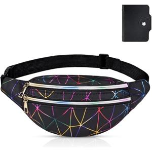 Flintronic Marsupio da Donna, Impermeabile Regolabile Moda Lucidi Marsupio Donna per Running Viaggio Campeggio Escursionismo Ciclismo (1 Porta Biglietti da Visita Incluso)