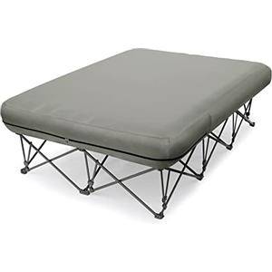 KAMPKEEPER Lettino da campeggio doppio, lettino da campeggio per adulti con materasso gonfiabile e borsa per il trasporto, Senza pompa (Grigio, 200×150×58cm)